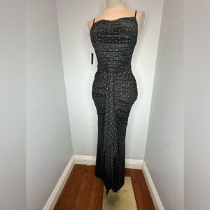 AFRM Black Maxi Dress with Gold Dots